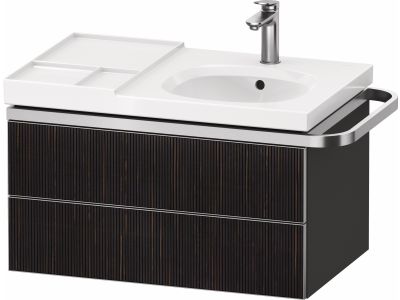 Dulap baza suspendat Duravit Aurena 784 x 492mm pentru lavoar, cu doua sertare, orientare dreapta, inclus portprosop, riflaj Ebony mat