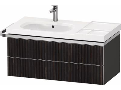 Dulap baza suspendat Duravit Aurena 984 x 492mm pentru lavoar, cu doua sertare, orientare stanga, inclus portprosop, riflaj Ebony mat