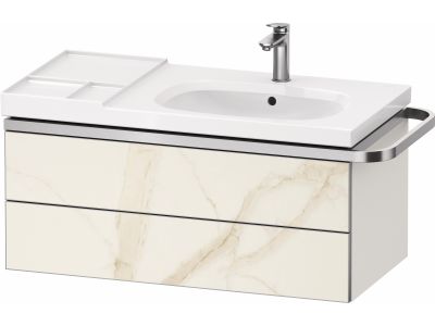 Dulap baza suspendat Duravit Aurena 984 x 492mm pentru lavoar, cu doua sertare, orientare dreapta, inclus portprosop, marmura mat