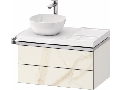 Dulap baza suspendat Duravit Aurena 784 x 492mm pentru blat ceramic, cu doua sertare, orientare stanga, inclus portprosop, marmura mat