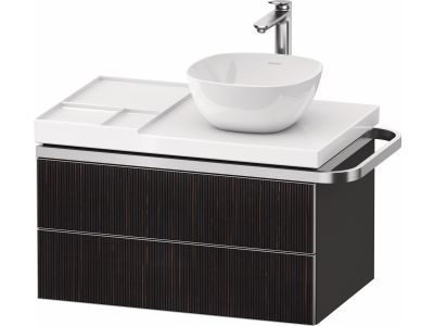 Dulap baza suspendat Duravit Aurena 784 x 492mm pentru blat ceramic, cu doua sertare, orientare dreapta, inclus portprosop, riflaj Ebony mat