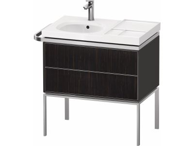 Dulap baza pe pardoseala Duravit Aurena 784 x 492mm pentru lavoar, cu doua sertare, orientare stanga, inclus portprosop, riflaj Ebony mat