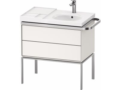 Dulap baza pe pardoseala Duravit Aurena 784 x 492mm pentru lavoar, cu doua sertare, orientare dreapta, inclus portprosop, alb mat