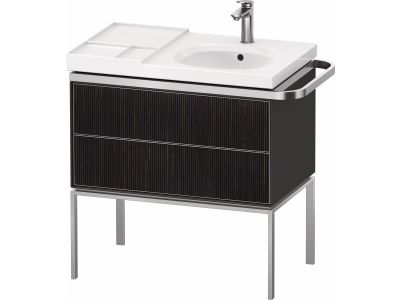 Dulap baza pe pardoseala Duravit Aurena 784 x 492mm pentru lavoar, cu doua sertare, orientare dreapta, inclus portprosop, riflaj Ebony mat