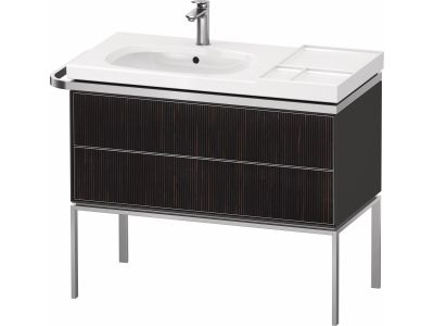 Dulap baza pe pardoseala Duravit Aurena 984 x 492mm pentru lavoar, cu doua sertare, orientare stanga, inclus portprosop, riflaj Ebony mat