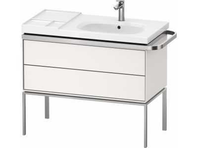 Dulap baza pe pardoseala Duravit Aurena 984 x 492mm pentru lavoar, cu doua sertare, orientare dreapta, inclus portprosop, alb mat