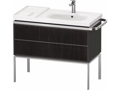 Dulap baza pe pardoseala Duravit Aurena 984 x 492mm pentru lavoar, cu doua sertare, orientare dreapta, inclus portprosop, riflaj Ebony mat