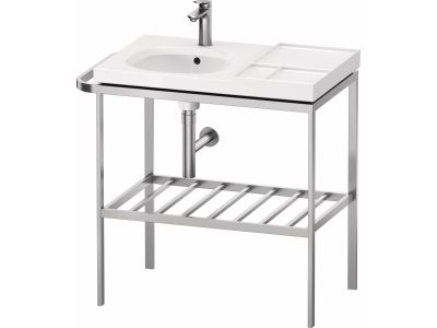 Consola metalica Duravit Aurena pentru lavoar 80x50cm orientare stanga, montaj pe pardoseala, inclus portprosop, finisaj inox periat