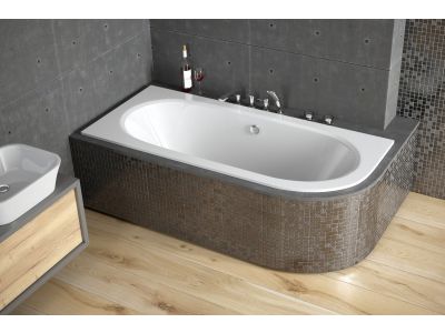 Cada baie asimetrica Besco Avita Slim 170x75cm, acril, incastrabila, orientare stanga