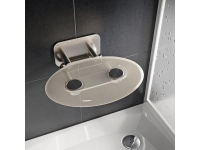 Scaun pliabil pentru dus Ravak Ovo P II Clear, max 150kg, transparent