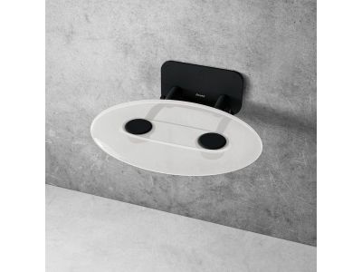Scaun pliabil pentru dus Ravak Ovo P II Clear-Black, max 150kg, transparent