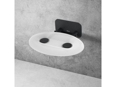Scaun pliabil pentru dus Ravak Ovo P II Opal-Black, max 150kg, alb lucios
