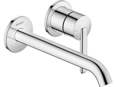 Baterie lavoar Duravit Balcoon de perete, proiectie 221mm, MinusFlow, crom