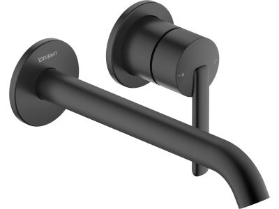 Baterie lavoar Duravit Balcoon de perete, proiectie 221mm, MinusFlow, negru mat