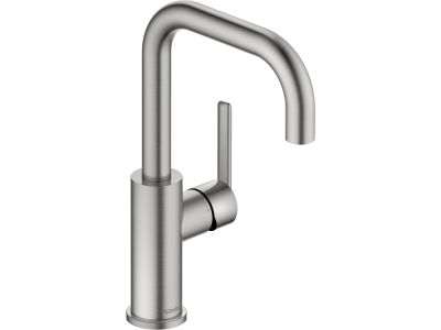 Baterie lavoar Duravit Balcoon, pipa pivotanta, FreshStart, MinusFlow, inox periat