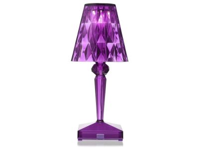 Veioza Kartell Battery design Ferruccio Laviani, LED 0.8W, h22cm, violet pruna transparent