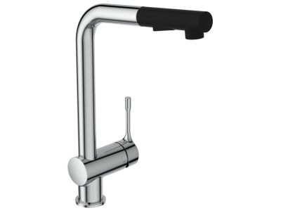 Baterie bucatarie Ideal Standard Ceralook BlueStart cu dus extractibil, Silver Storm