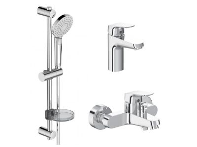 Set baterii 3in1 Ideal Standard Ceraflex include baterie lavoar, baterie cada si set de dus IdealRain Evo Round
