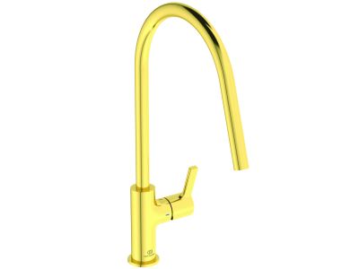 Baterie bucatarie Ideal Standard Gusto, 226mm, pipa tubulara R rotativa, brushed gold