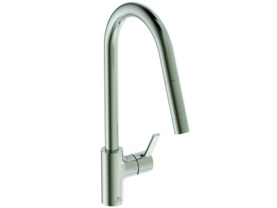 Baterie bucatarie Ideal Standard Gusto, 235mm, dus extractibil, pipa R rotativa, silver storm