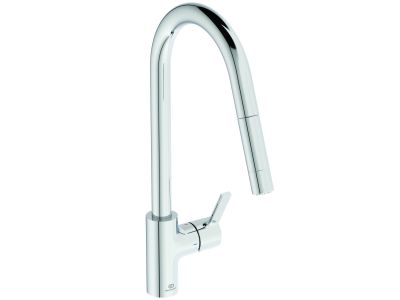 Baterie bucatarie Ideal Standard Gusto, 233mm, dus extractibil, pipa R rotativa, crom