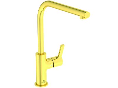 Baterie bucatarie Ideal Standard Gusto, 303mm, pipa tubulara L rotativa, brushed gold
