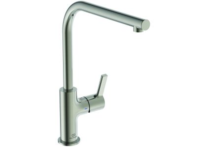 Baterie bucatarie Ideal Standard Gusto, 303mm, pipa tubulara L rotativa, silver storm