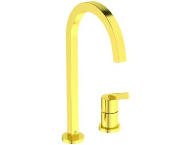 Baterie bucatarie Ideal Standard Gusto Square din 2 elemente, 217mm, pipa R rotativa, brushed gold