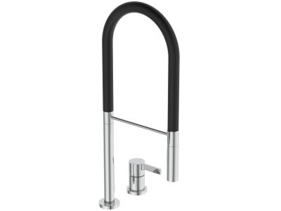 Baterie bucatarie Ideal Standard Gusto semi-pro din 2 elemente, 142mm, pipa flexibila cu dus, crom