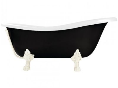 Cada retro freestanding Besco Otylia Black & White 170x77cm cu picioare albe
