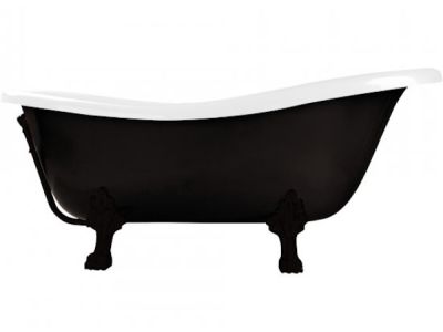 Cada retro freestanding Besco Otylia Black & White 160x77cm cu picioare negru mat