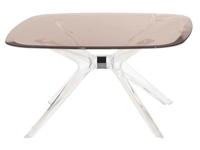 Masuta Kartell Blast design Philippe Starck, 80x80cm, h40cm, crom-fumuriu transparent