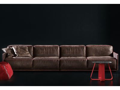 Canapea Gamma Dandy Border cu 4 locuri, 332cm, piele Burt F611, HandMade in Italy