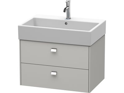 Dulap baza suspendat Duravit Brioso 684x442mm, cu doua sertare, gri ciment mat, manere crom