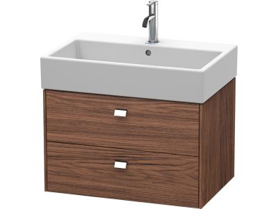 Dulap baza suspendat Duravit Brioso 684x442mm, cu doua sertare, nuc inchis decor, manere crom