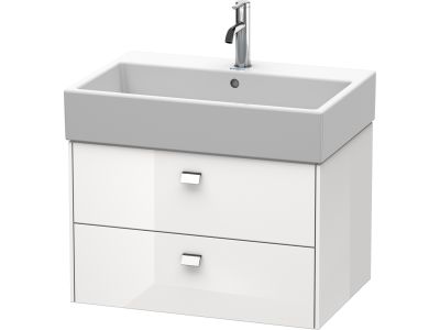 Dulap baza suspendat Duravit Brioso 684x442mm, cu doua sertare, alb lucios, manere crom