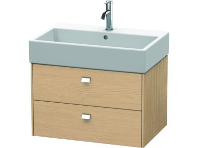 Dulap baza suspendat Duravit Brioso 684x442mm, cu doua sertare, stejar natur, manere crom