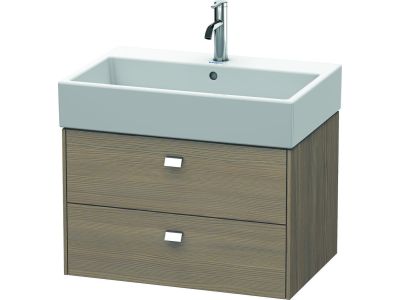 Dulap baza suspendat Duravit Brioso 684x442mm, cu doua sertare, stejar terra, manere crom