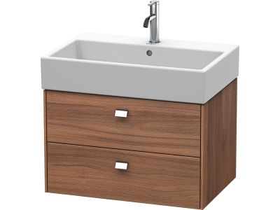 Dulap baza suspendat Duravit Brioso 684x442mm, cu doua sertare, nuc natur, manere crom