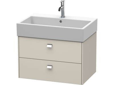 Dulap baza suspendat Duravit Brioso 684x442mm, cu doua sertare, taupe mat, manere crom