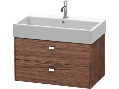 Dulap baza suspendat Duravit Brioso 784x442mm, cu doua sertare, nuc inchis decor, manere crom