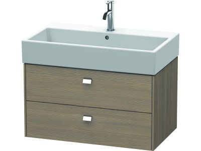 Dulap baza suspendat Duravit Brioso 784x442mm, cu doua sertare, stejar terra, manere crom