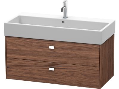 Dulap baza suspendat Duravit Brioso 984x442mm, cu doua sertare, nuc inchis decor, manere crom