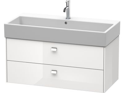 Dulap baza suspendat Duravit Brioso 984x442mm, cu doua sertare, alb lucios, manere crom