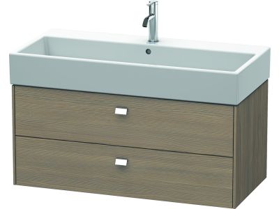Dulap baza suspendat Duravit Brioso 984x442mm, cu doua sertare, stejar terra, manere crom