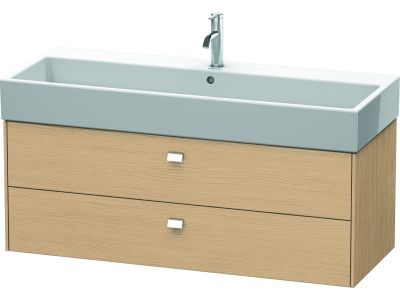 Dulap baza suspendat Duravit Brioso 1184x442mm, cu doua sertare, stejar natur, manere crom