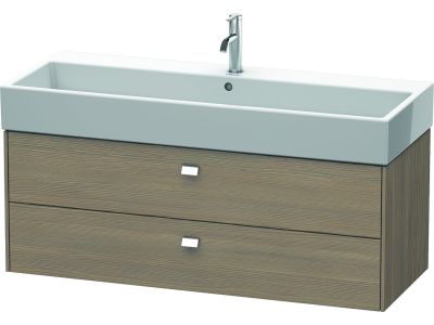Dulap baza suspendat Duravit Brioso 1184x442mm, cu doua sertare, stejar terra, manere crom