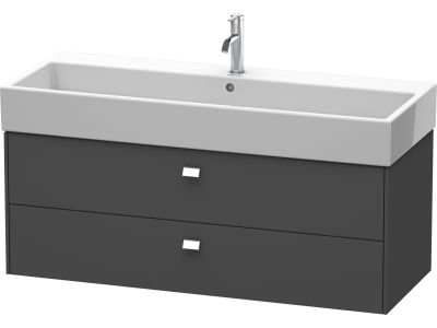 Dulap baza suspendat Duravit Brioso 1184x442mm, cu doua sertare, grafit mat, manere crom