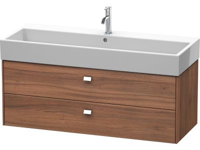 Dulap baza suspendat Duravit Brioso 1184x442mm, cu doua sertare, nuc natur, manere crom