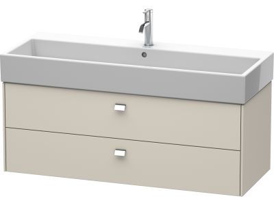 Dulap baza suspendat Duravit Brioso 1184x442mm, cu doua sertare, taupe mat, manere crom